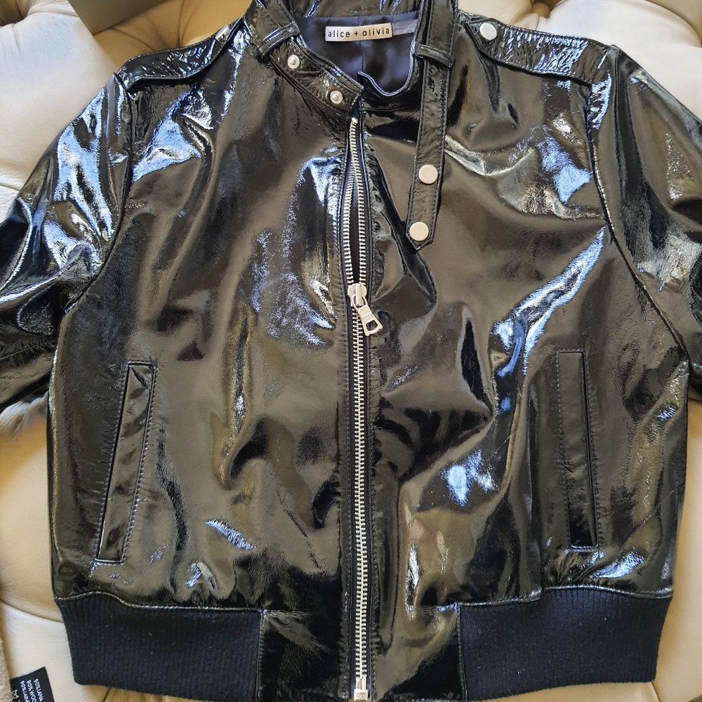 Leather Patent Jacket 🔥 by Alice and Olivia